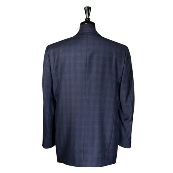 Daniel Cremieux Mens Blazer Blue Plaid Wool 2 Button Lined Jacket Sport Coat 44R - Picture 2 of 9
